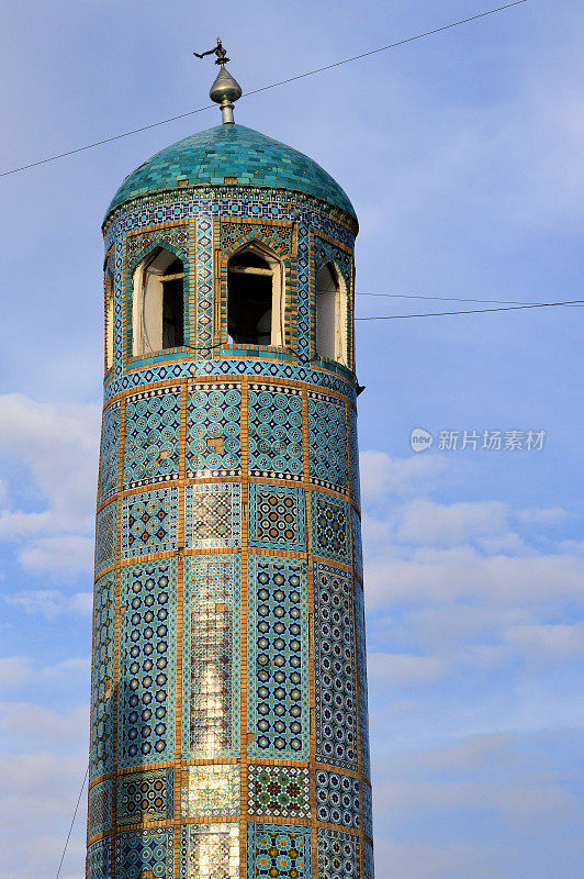 巴尔赫省马扎里沙里夫阿里(Hazrat Ali Mazar)的宣礼塔